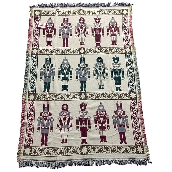 90s Nutcracker Tapestry Blanket Christmas Novelty Throw Blanket - Picture 1 of 6